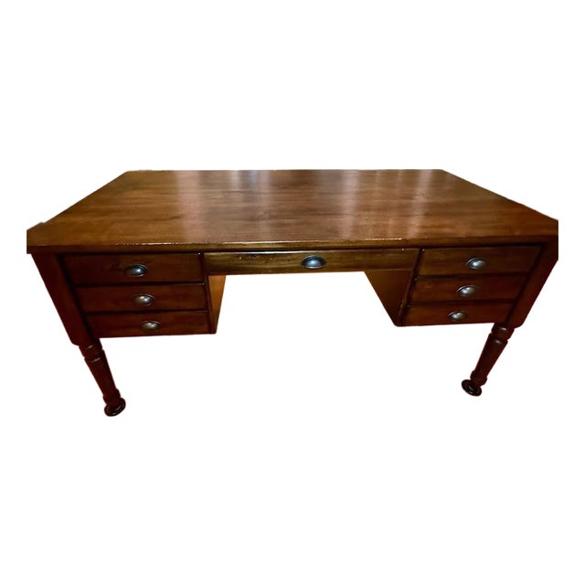 Pottery Barn Walnut Bedford Executive Desk (Check My Other Listing for a Matching Desk, Sold Separately) For Sale