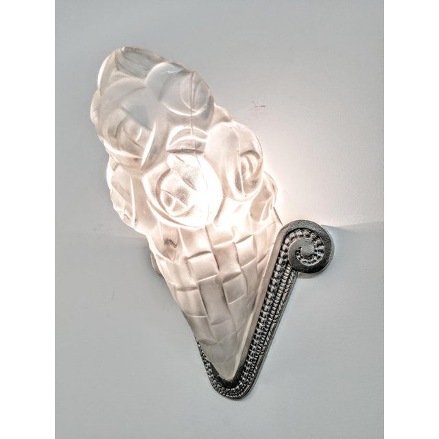 Mid 20th Century French Art Deco Wall Sconces Signed by Degue - a Pair For Sale - Image 5 of 8