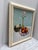 Elegant vintage Midcentury original framed still life painting of a vase with a flower and a plate of fruit with cherries...