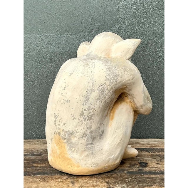 Ivory Vintage Plaster Crouching Gargoyle Figure For Sale - Image 8 of 12