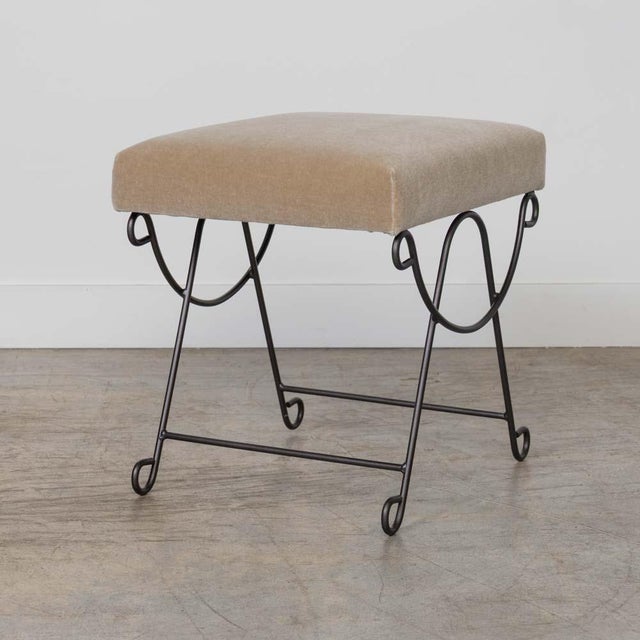 Not Yet Made - Made To Order Panoplie Iron Loop Stool, Brown Mohair For Sale - Image 5 of 12