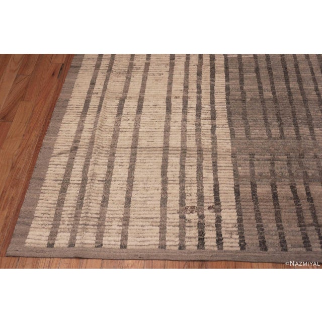 Neutral Earthy Tribal Geometric Room Size Modern Rug For Sale - Image 4 of 6