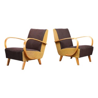 Art Deco Bentwood Lounge Chairs by Jindřich Halabala, 1940s, Set of 2 For Sale