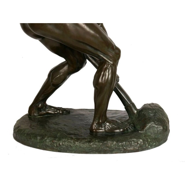 “a La Terre!” (1890) French Antique Bronze Sculpture by Alfred Boucher & Barbedienne For Sale - Image 11 of 12