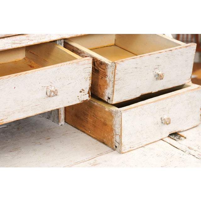 Off-white Swedish 1856 Two-part Painted Secretary with Four Doors and Slant Front Desk For Sale - Image 8 of 12