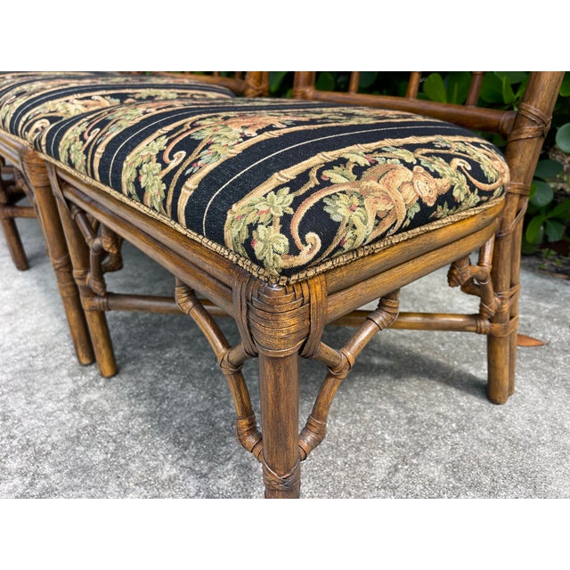 Vintage Palm Beach Regency Fretwork Rattan Dining Chairs | Set of 4 For Sale - Image 10 of 12