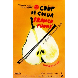 2009 Original Poster, 22e Coup De Cœur Francophone (Orange, Pear) Orangetango for Publicité Sauvage For Sale