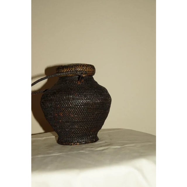 Early 20th Century Vintage Filipino Ifugao Ulbong Rice Basket Hand Woven Bamboo For Sale - Image 10 of 10