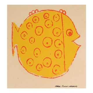 Yellow Fish Serigraph, 1960s For Sale