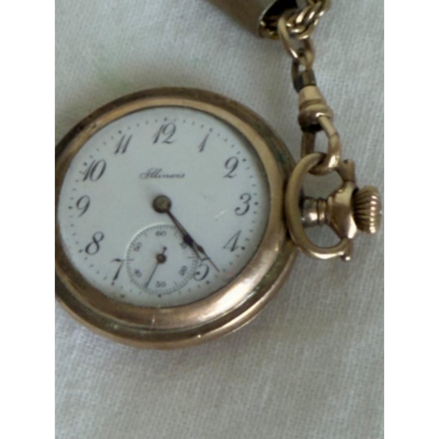 Late 19th Century Antique Victorian Era 12k Gold-Filled Slide Chain Necklace With Illinois Pocket Watch For Sale - Image 5 of 17