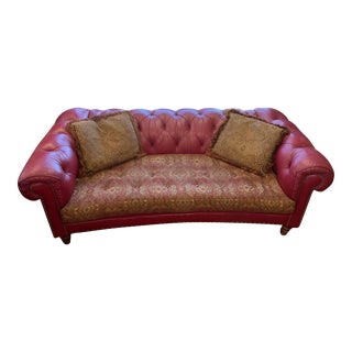 Late 20th Century Century Furniture Red Leather Chesterfield Sofa For Sale