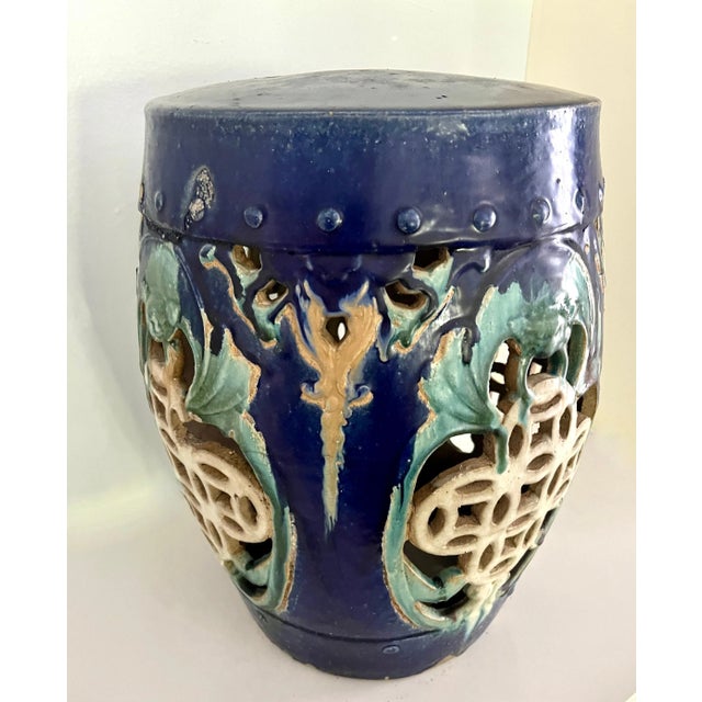 Mid 20th Century Terracotta Asian Inspired Garden Stool Table or Stand For Sale - Image 5 of 10