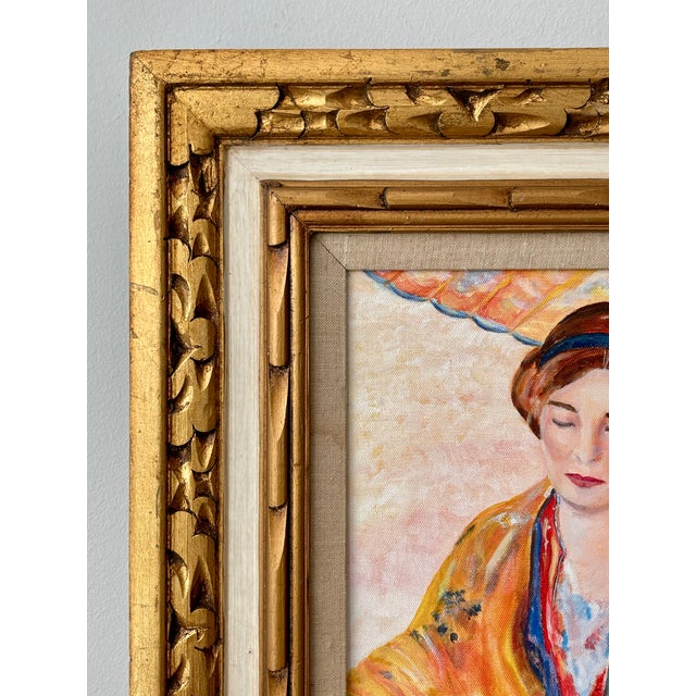 Portraiture Late 20th Century Woman With a Parasol Modern Impressionist Painting After Richard E. Miller For Sale - Image 3 of 13