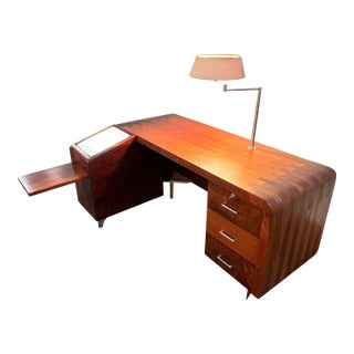 C. 1970s Unique Studio Craft Modernist Rosewood and Teak Doctor's Desk For Sale