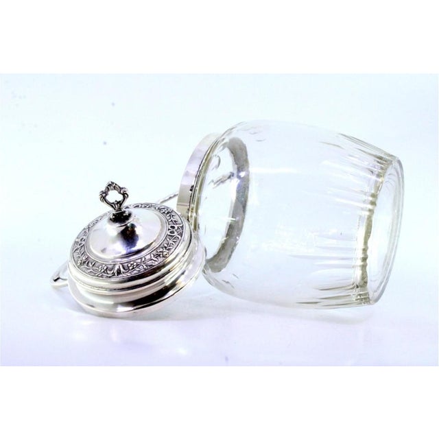 Cut Glass Candy Box with Silver Structure and Embossed Lid, in Very Good conditions. Designed 1890 to 1919 This piece has...