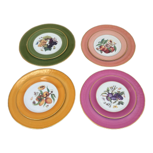 Email De Limoges Plates, Set of 4 Dinner Plates and Dessert Plates