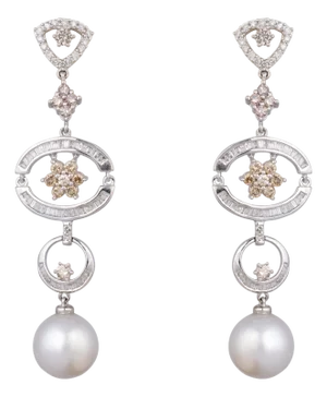 Diamond Pearl Earring in 18k gold