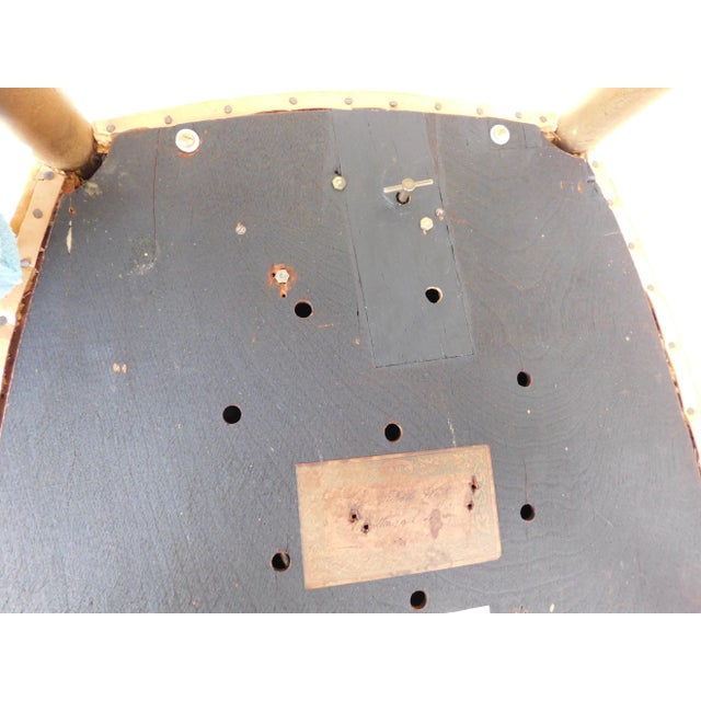 Antique Gold Painted Faux Bamboo Music Box Seat Accent Chair For Sale - Image 9 of 12