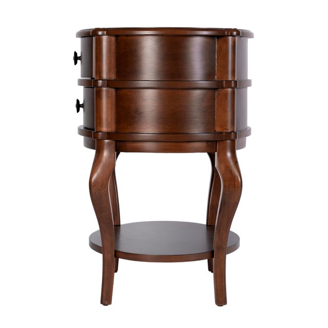 2020s Ethel 25 in. W Oval Wood 2 Drawer Accent Table with Open Shelf, Cherry For Sale - Image 5 of 9
