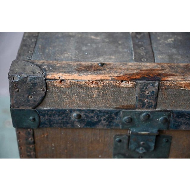 Large Antique Bohemian Wooden and Canvas Travel Trunk, 1920s For Sale - Image 10 of 18