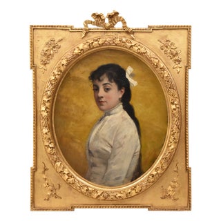 Alexandre Serres, Young Woman, 1888, Oil Painting on Canvas, Framed For Sale