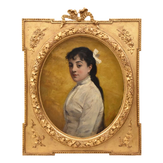 Alexandre Serres, Young Woman, 1888, Oil Painting on Canvas, Framed For Sale
