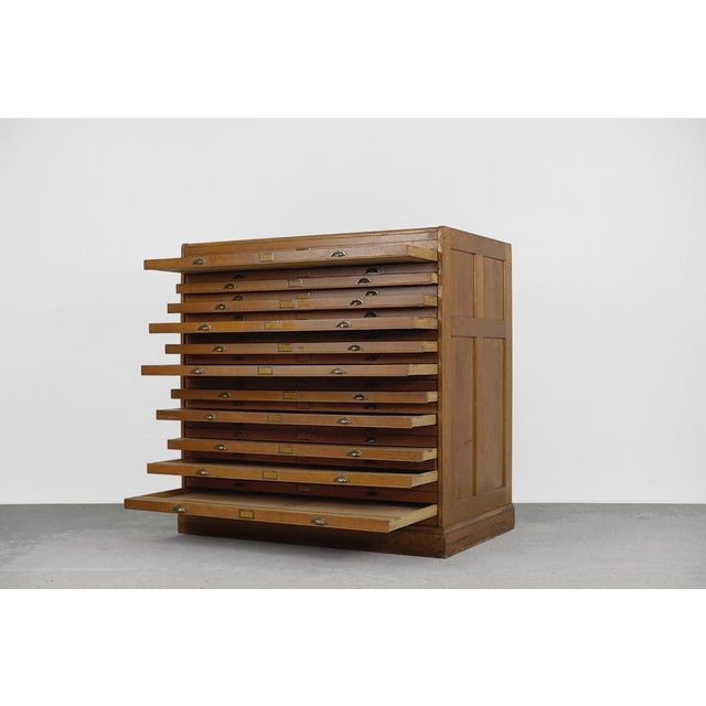 Large Vintage Industrial Oak File Cabinet with Multiple Drawers, 1930s For Sale - Image 17 of 18