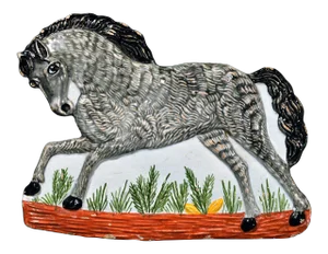 Continental Faience Plaque in the From of a Horse, Probably Rorstrand