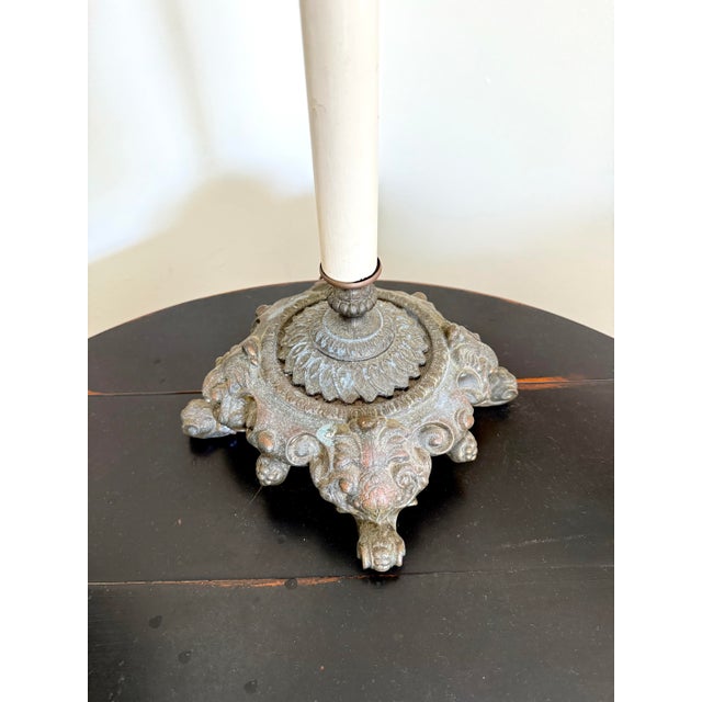 Early 20th Century Early 20th Century European Altar Stick Table Lamp With Gilt Shade For Sale - Image 5 of 6