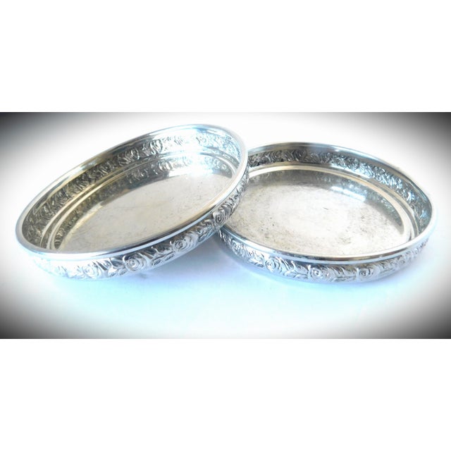 Silver Mid Century Geo. S. Preisner Pewter Wine Bottle Coasters, a Pair For Sale - Image 8 of 8