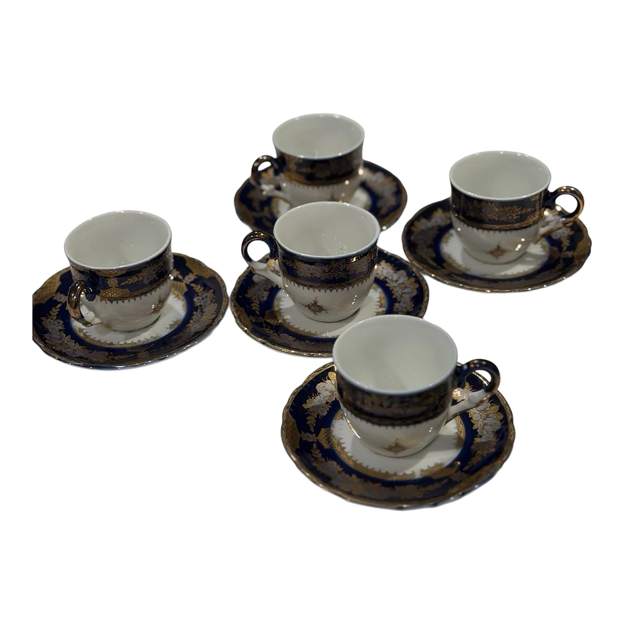 1950s Art Deco Alpine Cuisine Fine Porcelain Czech Republic 24k Gold  Espresso Cup and Saucer - 10pcs | Chairish