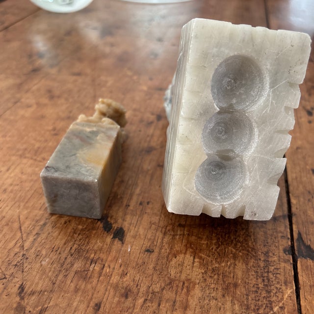 Gray Pair of Stone Foo Dogs For Sale - Image 8 of 8