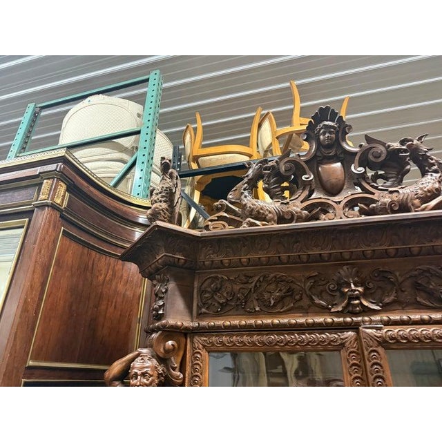 Luigi Frullini Attributed Carved Italian Bookcase Bookshelf Vitrine Circa 1870 For Sale In Philadelphia - Image 6 of 11