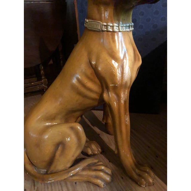 1960s Vintage Malwar Chalk Ware Near Life Size Great Dane Sculpture For Sale - Image 10 of 12