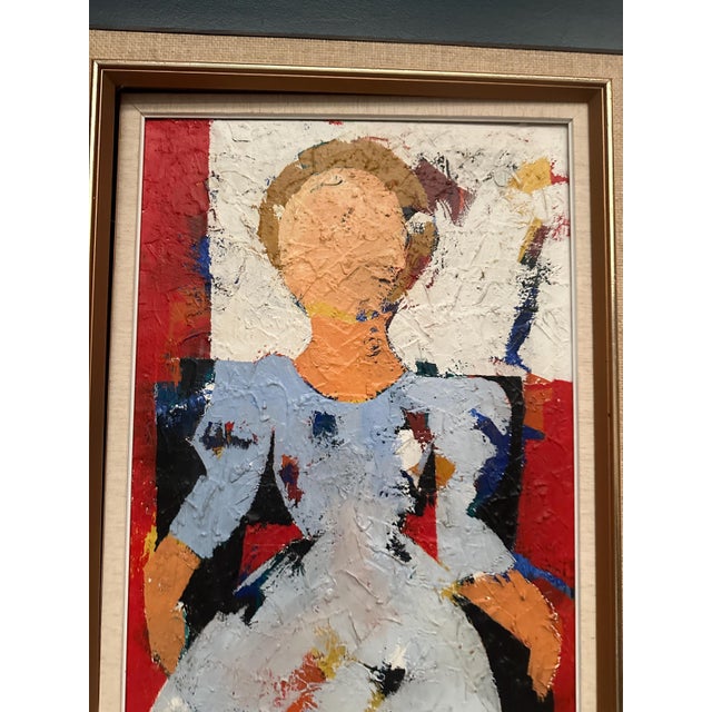 Hans Osswald, Girl in Light Blue Dress, 1950s, Oil Painting on Canvas, Framed For Sale - Image 8 of 18