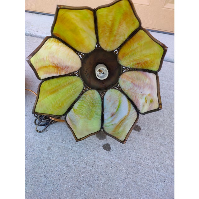 Mid-Century Modern Mid Century Tulip Slag Glass Swag Lamp For Sale - Image 3 of 12