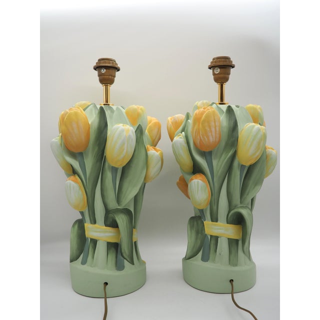 Ceramic Vintage Tulip Table Lamps from Benab, Sweden, 1990s, Set of 2 For Sale - Image 7 of 13