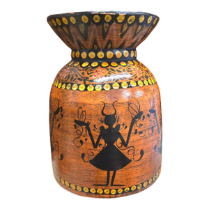 Vintage Wooden Folk Art Evil Tribal Vibe Vase