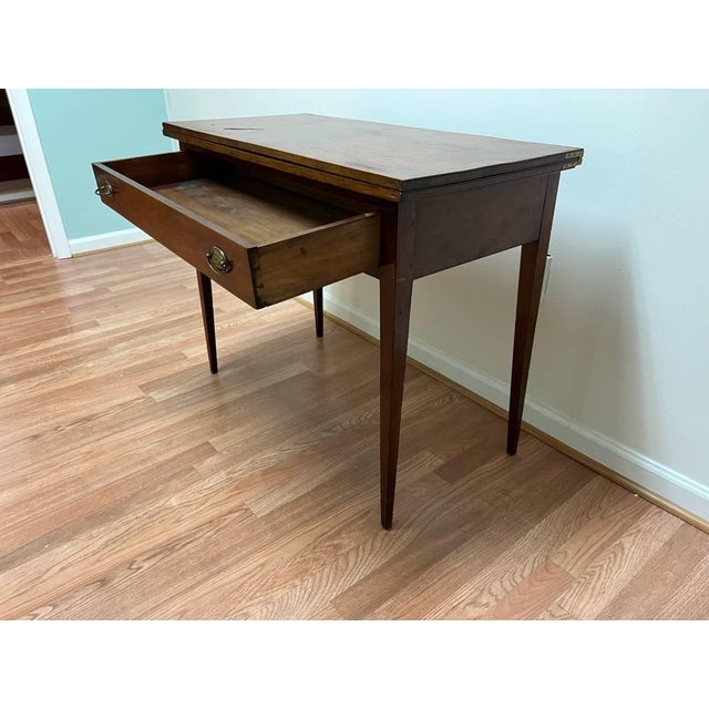 Wood Antique Hepplewhite Style Mahogany Console Opens to Game Table For Sale - Image 7 of 12