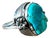 Vintage Boho Navajo Turquoise Ring Set in Sterling Silver 8 For Sale