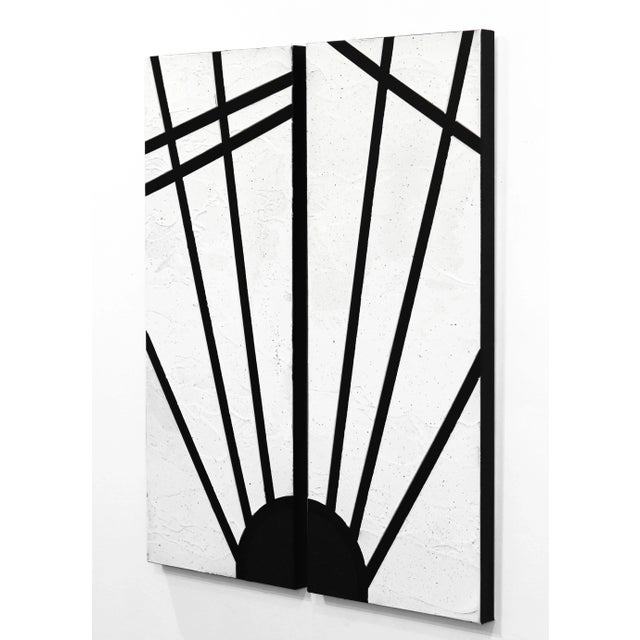 Black "Daybreak (Diptych)" Original Abstract Black and White Painting by Tasha Jentel - Set of 2 For Sale - Image 8 of 12