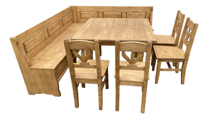 Vintage Rustic Corner Dining Set, Set of 6