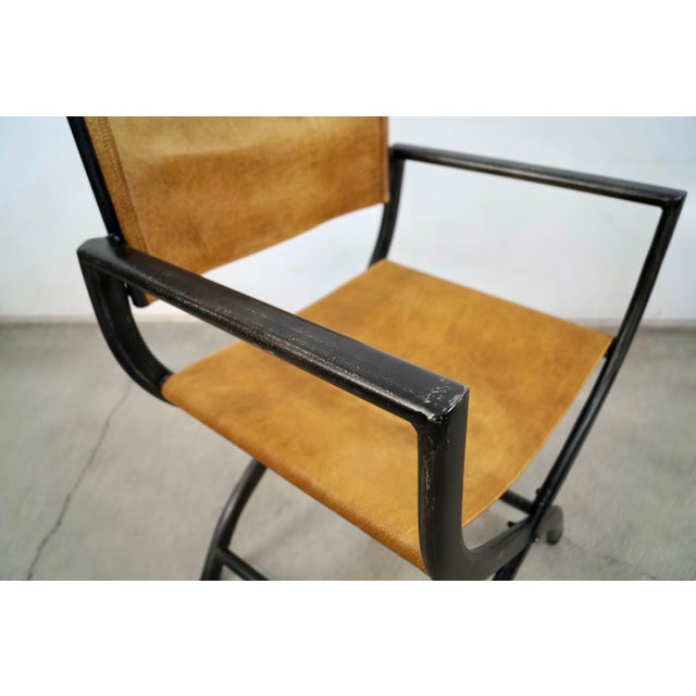 Restoration Hardware French Leather Director’s Armchair For Sale - Image 11 of 12