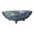 Vintage 1970s Indiana Glass Iridescent Blue Carnival Glass Harvest Grape Footed Centerpiece Bowl.. For Sale