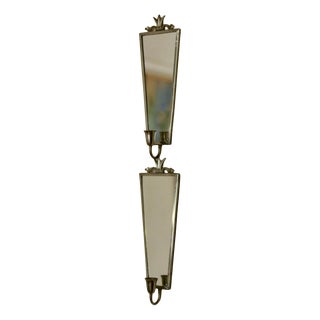 Mid-Century Swedish Pewter Sconces with Mirrors, Set of 2 For Sale