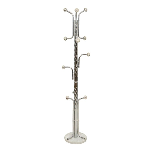 Vintage Space Age Standing Coat Rack in Chrome and Marble For Sale - Image 5 of 18