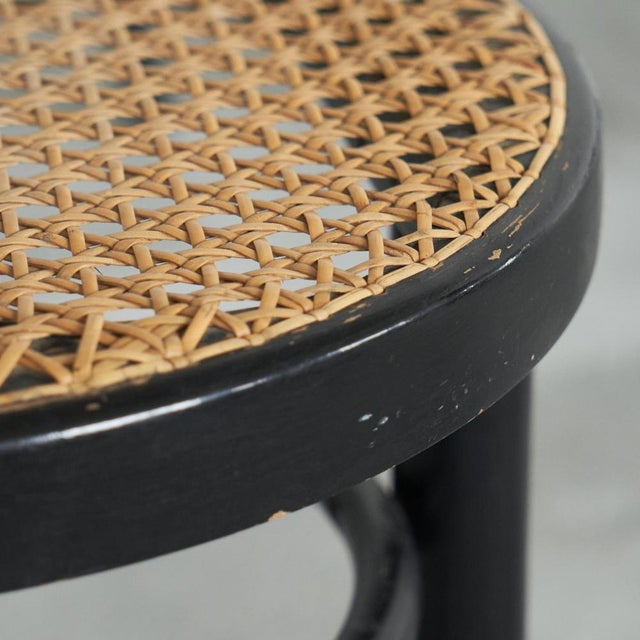 Black Vintage Stools in Lacquered Wood and Webbing, 1970s, Set of 4 For Sale - Image 8 of 11