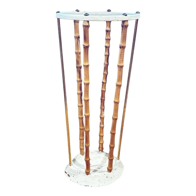 Edwardian Cast Iron and Bamboo Umbrella Stick Stand For Sale
