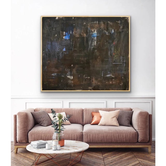 Acrylic on un-stretched canvas. Full canvas dimensions measure 65 W x 54 H. Can be stretched to approximately 56 x 47" or...