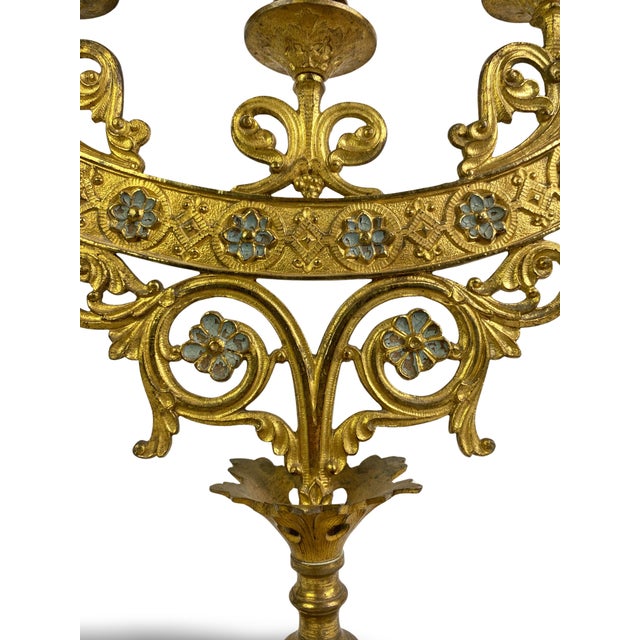 Church Candleholder in Gilt Bronze, 1800s For Sale - Image 9 of 18